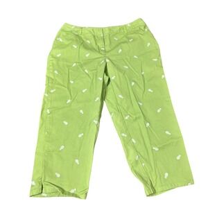 Villager Liz Claiborne Company Green Pineapple Print Capri Pants‎ Size 14 Resort